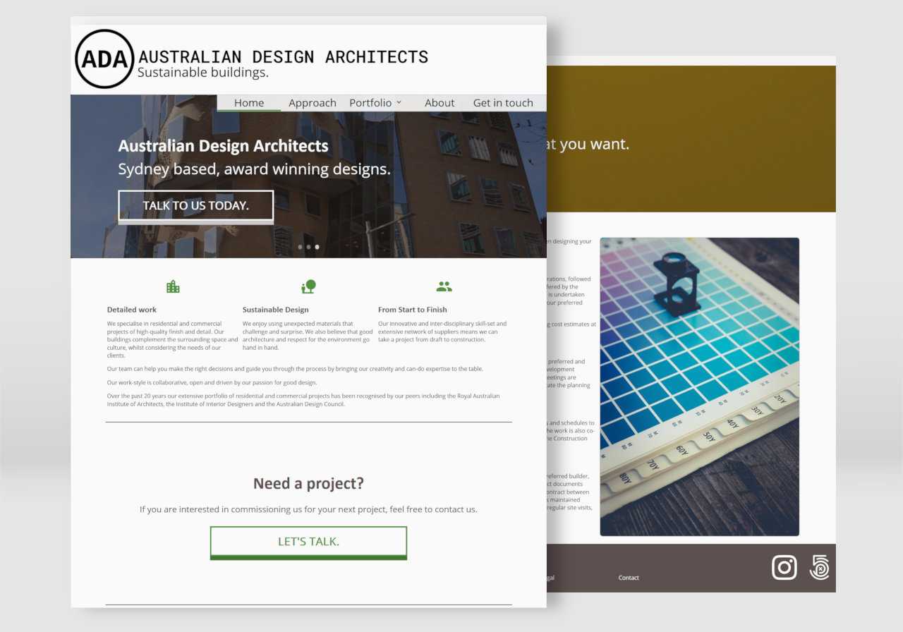 Fully loaded ADA Home and Design Process pages